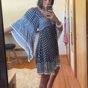 Free People black/white printed boho dress